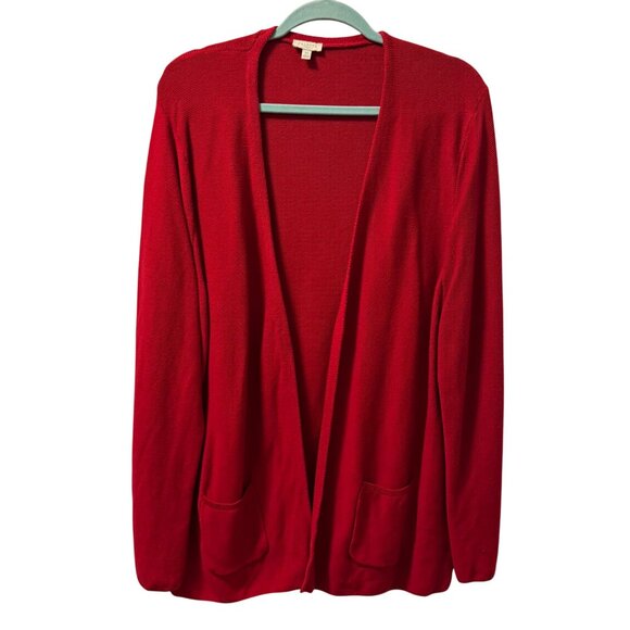 Talbots Womens Open Front Cardigan Sweater Sz 2X Red Cotton Pockets - Picture 6 of 12